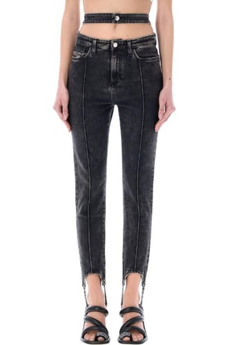 ANDREADAMO - WASHED BLACK DRILL STIRRUP SKINNY PANTS