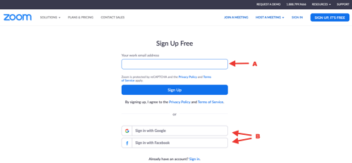 Zoom sign up free