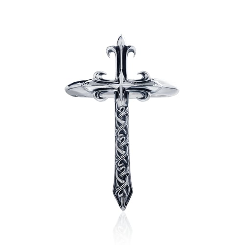 ake ake Prophet's Calibur Braided Ring แหวนเงินแท้ 925 แกะมือขัดเงาลงดำขับลาย ลายดาบกางเขน พันลายเกลียวฝักดาบ