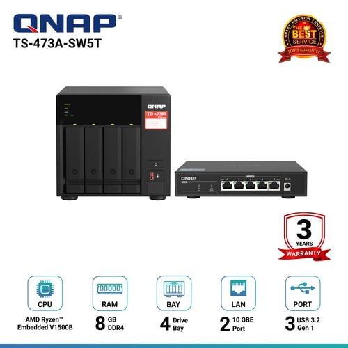 Qnap TS-473A-SW5T 4-Bay Nas อุปกรณ์จัดเก็บข้อมูลบนเครือข่าย