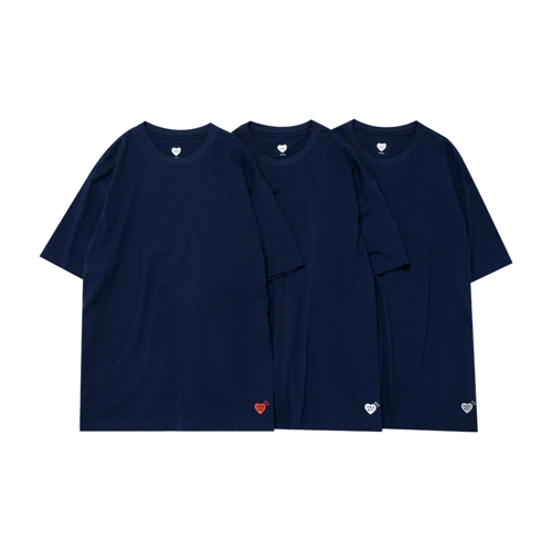 HUMAN MADE COTTON LOGO T-SHIRT NAVY