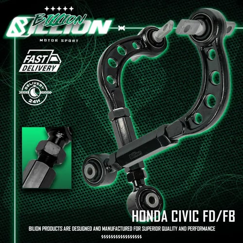 ปรับมุมล้อหลัง Billion Honda Civic FD / FB (Rear Camber Kit | สีดำ งานเหล็ก)