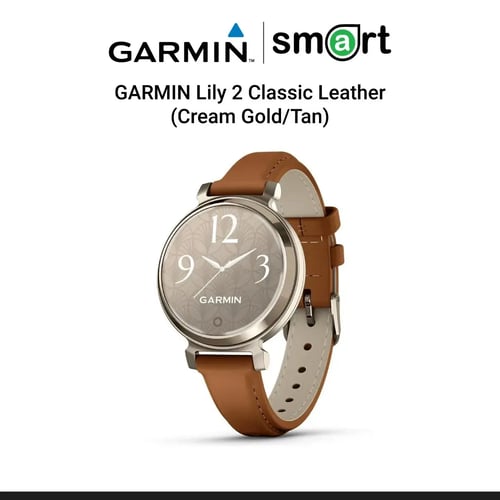 Smart Watch GARMIN (สมาร์ทวอทช์) Lily 2 Classic Leather, Cream Gold/Tan, KOR/SEA