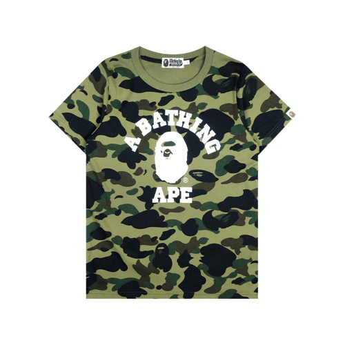 A BATHING APE 1ST CAMO COLLEGE OVERSIZED T-SHIRT GREEN CAMO