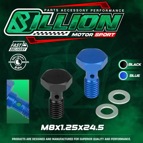 Billion ตัวหนอนบันโจ M8x1.25x24.5 [BLUE]