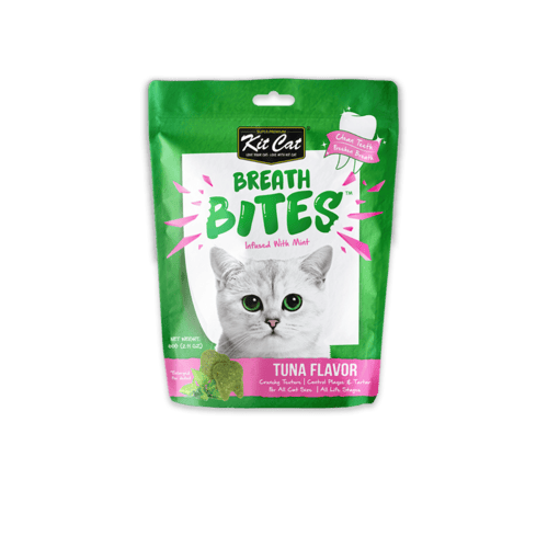 Kit Cat Breath Bites Infused with Mint Tuna Flavor คิทแคท เบรทไบรท์ ขนมขัดฟันแมว รสทูน่า ขนาด 60 กรัม