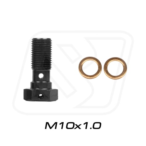 Billion ตัวหนอนบันโจ M10 x [1.0/1.25]+แหวนทองแดง M10 (BLUE/RED / BLACK)