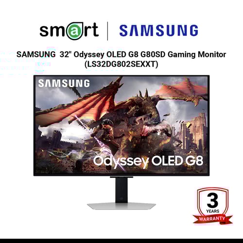 จอมอนิเตอร์  SAMSUNG&nbsp; 32" Odyssey OLED G8 G80SD 240Hz 4K Gaming Monitor (VA, HDMI, DP) - LS32DG802SEXXT