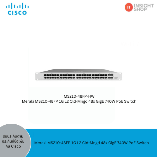 [MS210-48FP-HW] Meraki MS210-48FP 1G L2 Cld-Mngd 48x GigE 740W PoE Switch