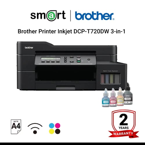 Brother Printer Inkjet DCP-T720DW เครื่องพิมพ์มัลติฟังก์ชันอิงค์เจ็ท ระบบแท็งก์ 3-in-1 Print, Copy, Scan
