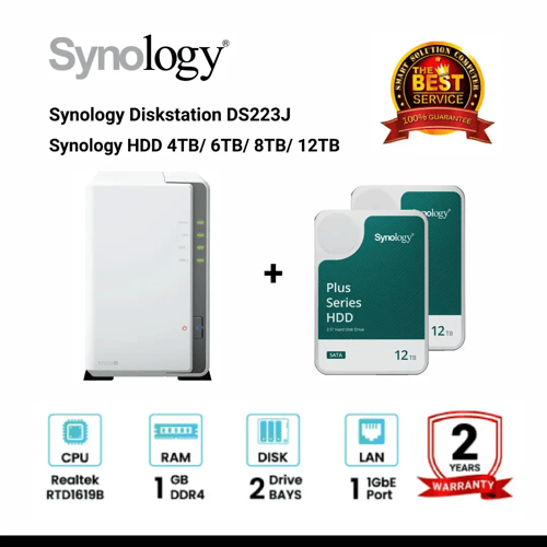 [NEW] Synology DiskStation DS223j 2-Bay + Synology HDD 4TB/6TB/8TB/12TB