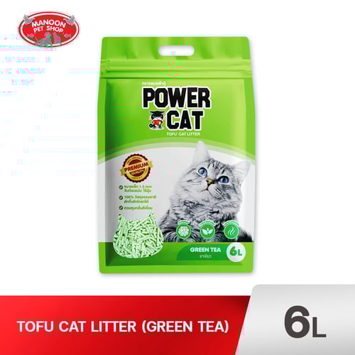 POWER CAT ทรายแมวเต้าหู้กลิ่นชาเขียว 6L