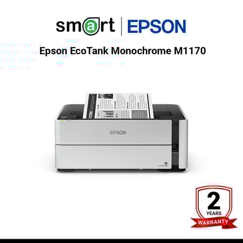เครื่องพิมพ์อิงค์เจ็ท Epson EcoTank Monochrome M1170 Ink Tank Printer (ขาว-ดำ)