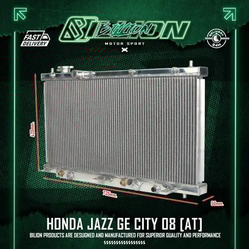 หม้อน้ำอลูมิเนียม Billion 2 ช่องใหญ่ Honda Jazz GE / City 08 (AT)