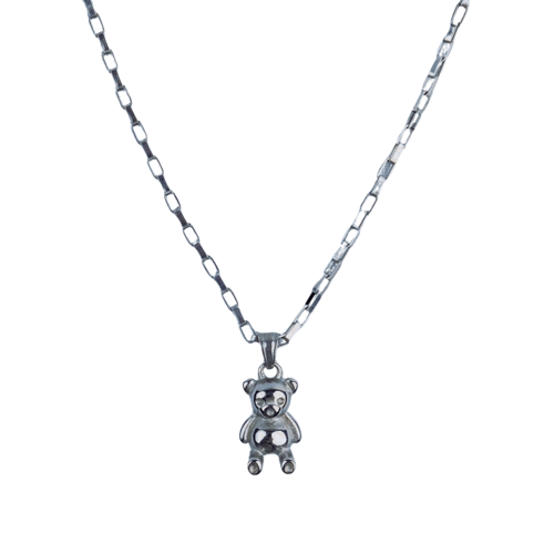 MR_GOLDss BEAR WITH SQUARE NECKLACE SILVER