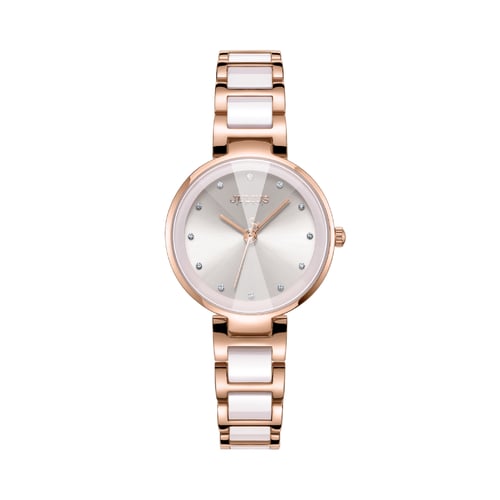 นาฬิกา Julius JA-1209 A สายเซรามิกสลับสแตนเลส สีขาว - โรสโกลด์
