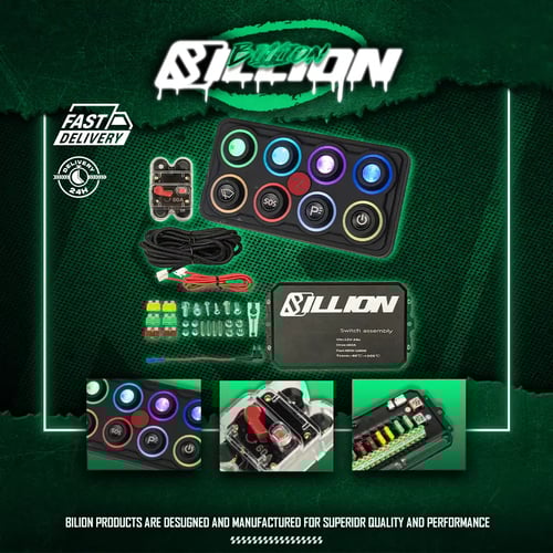 แผงสวิตช์ไฟ 8 ปุ่ม Billion RGB Master Switch พร้อมระบบไฟ LED ปรับสีได้