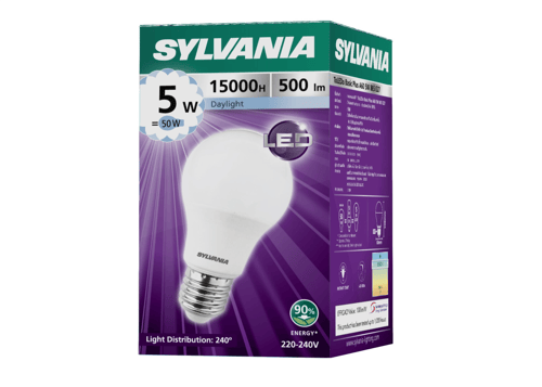 [ซื้อ 1 ฟรี 1 ]ไม่มีของแถมเพิ่มคือได้ 2 หลอดรวมแล้ว SYLVANIA หลอดไฟ ECO ToLEDo A60 5W E27 6500K (แสงเดย์ไลท์) สีขาว