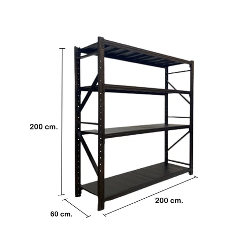 ชั้นวางสินค้าอเนกประสงค์ 4 ชั้น 200 kg. สีดำ ขนาด 200*200*60 ชั้นเหล็กฉาก _Y63L8LLRBK
