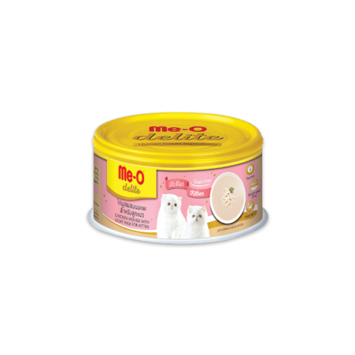 [MANOON] ME-O Delite Canned Chicken Mousse with Goat Milk for Kitten Flavor มีโอ ดีไลท์ กระป๋อง ไก่มูสผสมนมแพะสำหรับลูกแมว ขนาด 80 กรัม (24 กระป๋อง)