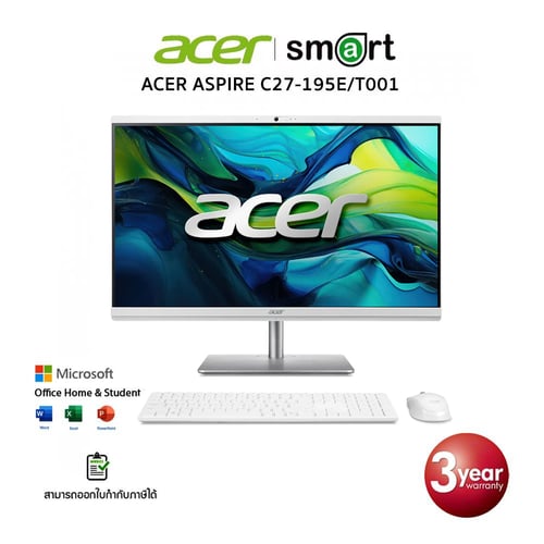 All-in-One Acer Aspire C27-195E-CU5116G0T23Mi/T001 Intel Core Ultra 5-125U/16GB/1TB/27"/Win11+Office/White