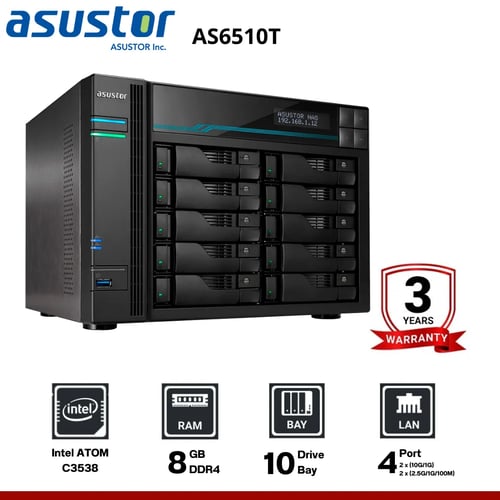 Asustor LOCKERSTOR 10 AS6510T 10-Bay Nas  อุปกรณ์จัดเก็บข้อมูลบนเครือข่าย
