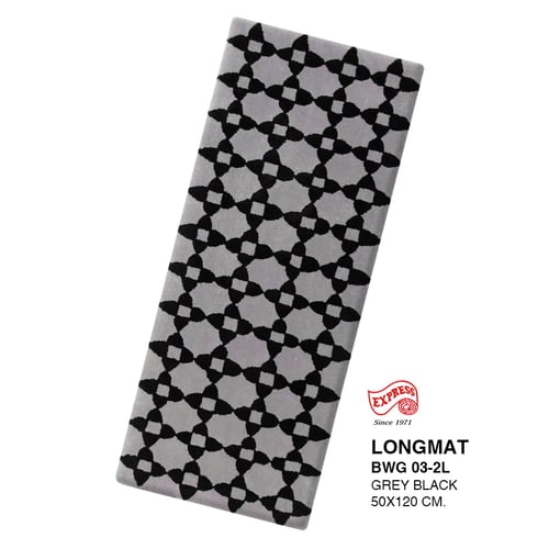 พรมรุ่น BLACK, WHITE, AND GRAY FLOWERS (LM) รหัส BWG 03-2 LM 50x120 ซม. GREY BLACK (พรีออเดอร์)