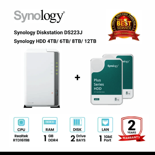 [NEW] Synology DiskStation DS223j 2-Bay + Synology HDD 4TB/6TB/8TB/12TB