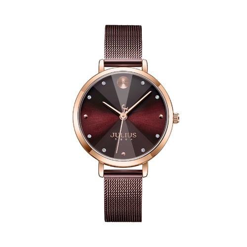 นาฬิกา Julius JA-1222 B สายสแตนเลสถัก สีน้ำตาล