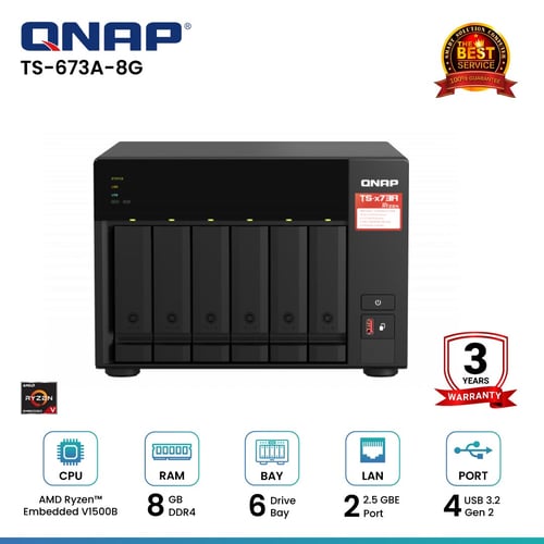 Qnap TS-673A-8G 6-Bay Nas อุปกรณ์จัดเก็บข้อมูลบนเครือข่าย | Smart 