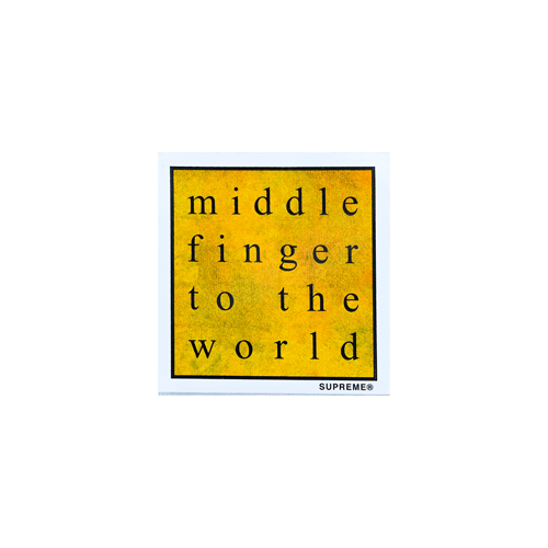 SUPREME MIDDLE FINGER TO THE WORLD STICKER