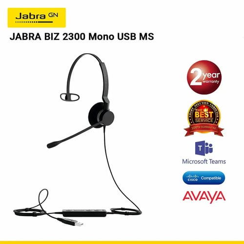 Jabra Biz 2300 USB MS Mono Wired Headset ชุดหูฟังมีสายสำหรับ Call Center
