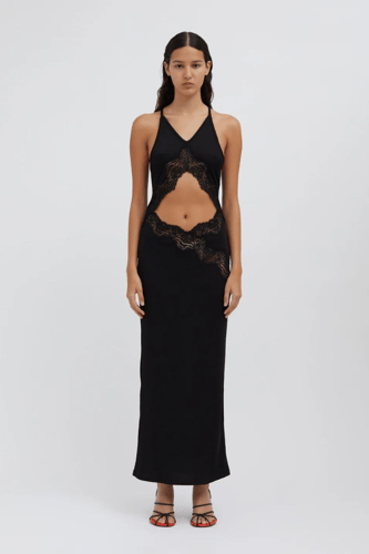 CHRISTOPHER ESBER - LACE INSERT HALTER DRESS