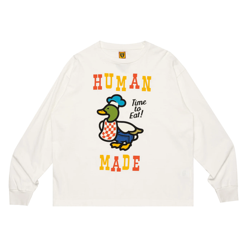 HUMAN MADE TIME TO EAT GRAPHIC LONG SLEEVE T-SHIRT WHITE