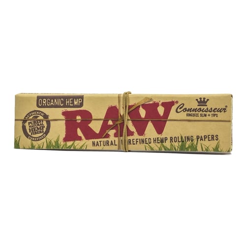 RAW ORGANIC HEMP NATURAL UNREFINED ROLLING PAPAERS KINGSIZE SLIM+TIPS