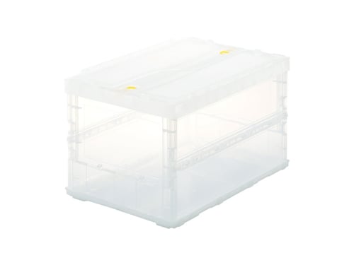 กล่องพลาสติก Trusco พับได้แบบบาง มีฝา 50L Transparent