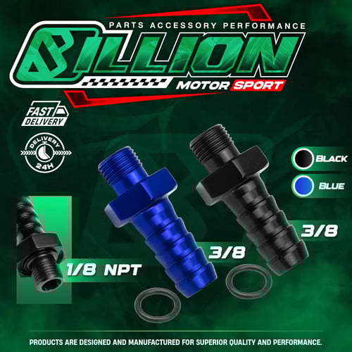 Billion ข้อลดเกลียว 1/8NPT โอริง ออกหางปลา 3/8 (BLUE)