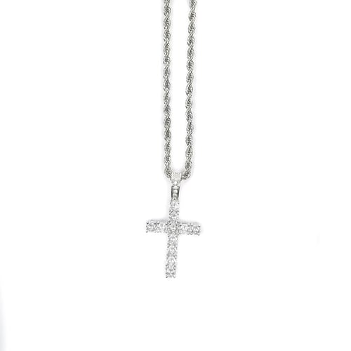 MR_GOLDss CROSS DIAMOND NECKLACE SILVER