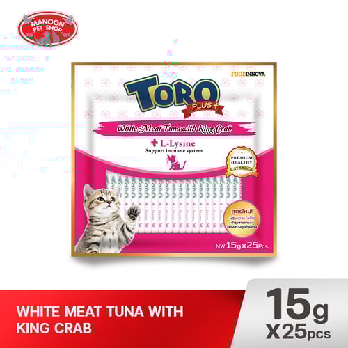 TORO PLUS+ แมวเลีย ทูน่าเนื้อขาวกับปูยักษ์ 25x15g.