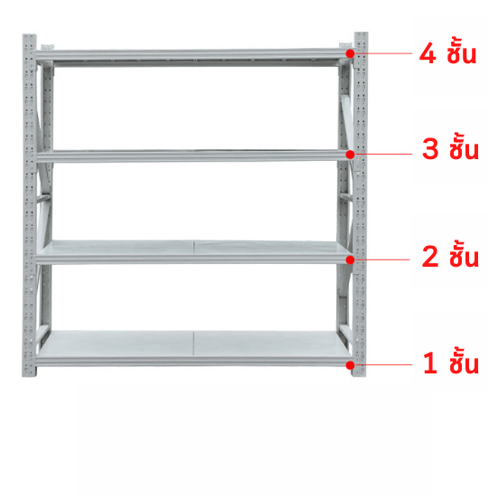 ชั้นวางสินค้าอเนกประสงค์ 4 ชั้น 200 kg. สีเทาขาว ขนาด 200*200*60_MA8U9E61Z5