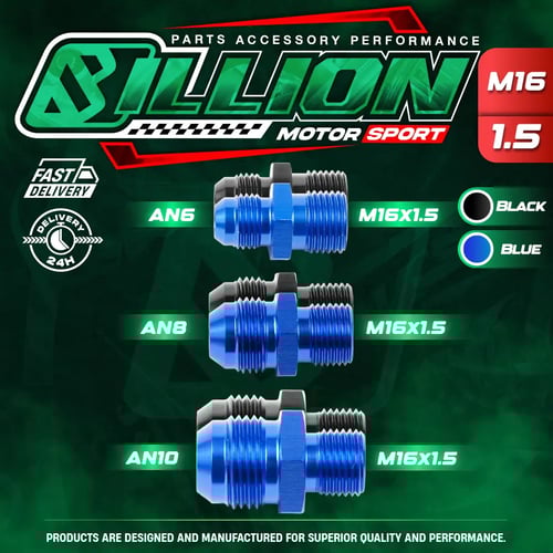 Billion ข้อลดเกลียว M16X1.5 ออก AN6  [BLUE]