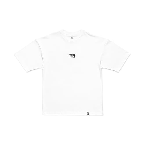TZ WORLDWIDE SPLIT AMBIGRAM OVERSIZED TEE WHITE