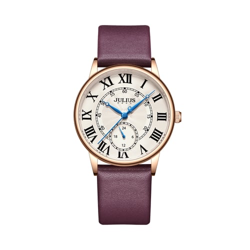 นาฬิกา Julius JA-1358 D สายหนัง สีม่วงเข้ม