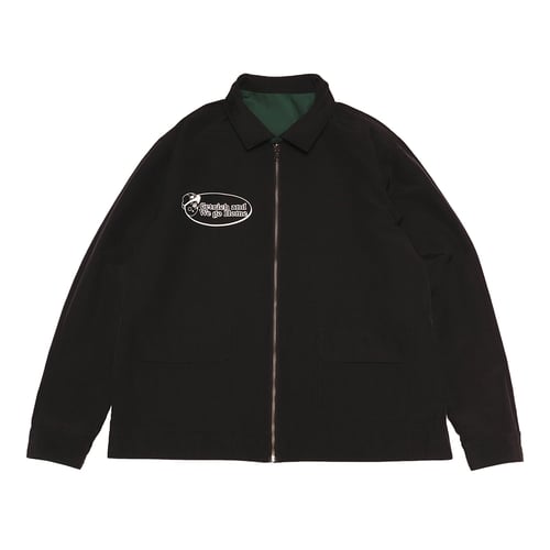 GET RICH EASY AND WE GO HOME REVERSIBLE ZIP-UP JACKET GREEN/BLACK