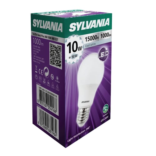 Pack 2   หลอดไฟ LED SYLVANIA ToLEDo Basic Plus A60 10W ขั้ว E27  (CoolWhite )