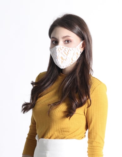 [ 1 เเถม 1 ] หน้ากากผ้ามัสลิน ลายลูกไม้ 4ชั้น ชั้นในซับด้วยผ้ามัสลิน 2ชั้น ซักได้ มีช่องใส่ฟิลเตอร์