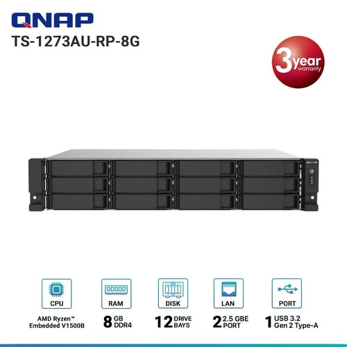 Qnap TS-1273AU-RP-8G 12-Bay Nas