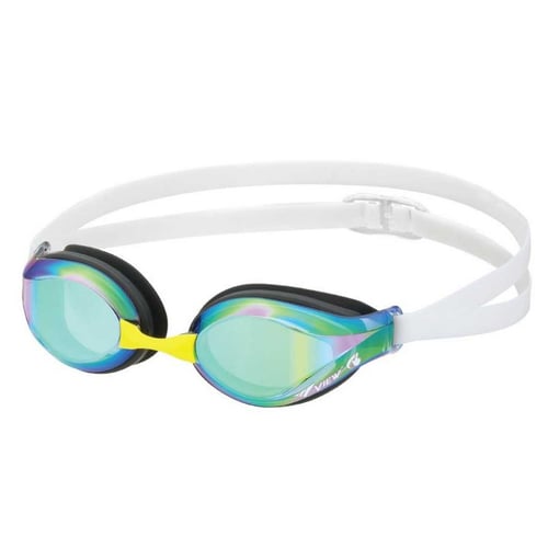 แว่นตาว่ายน้ำแข่งขันเด็ก เลนส์ฉาบปรอท VIEW V260JSAM SWIPE ANTI-FOG JUNIOR AGE 6-12