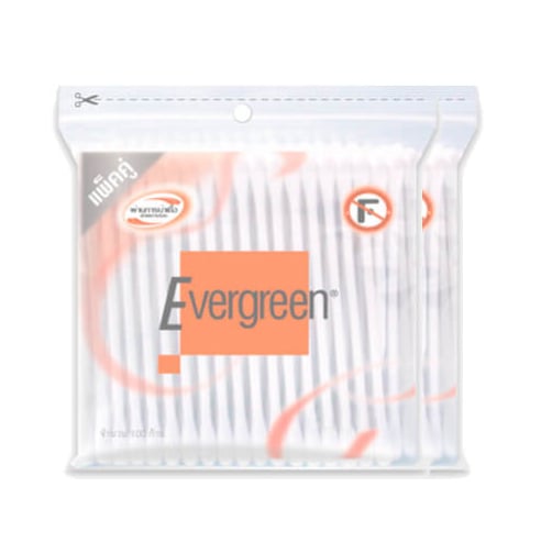 Evergreen สำลีก้าน (แพ็คคู่)