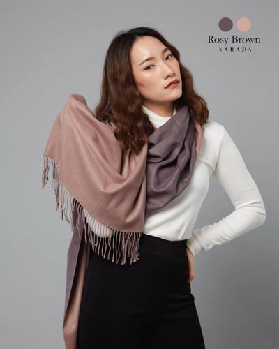 ผ้าพันคอแคชเมียร์ 2 โทน Rosy Brown
